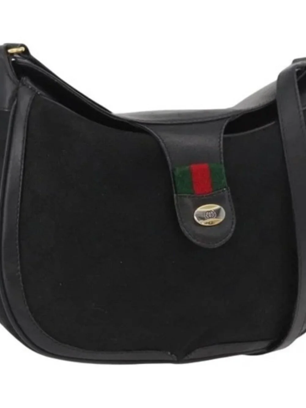 GUCCI GG Canvas Web Sherry Line Shoulder Bag Black Gold 10 02 056 Auth yk20193A